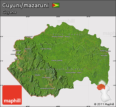 Satellite Map of Cuyuni/mazaruni, cropped outside