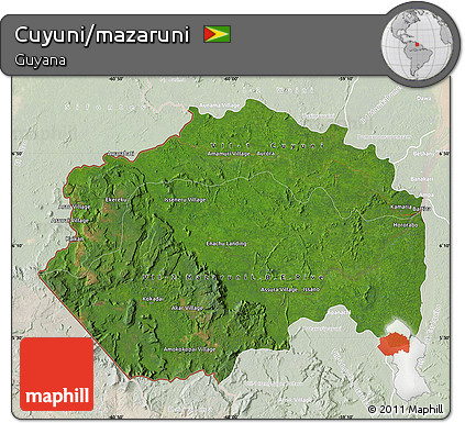 Satellite Map of Cuyuni/mazaruni, lighten
