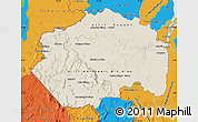 Shaded Relief Map of Cuyuni/mazaruni, political outside