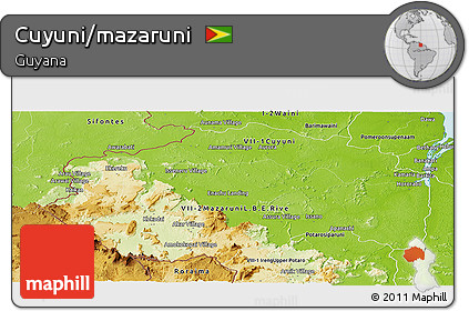 Physical Panoramic Map of Cuyuni/mazaruni
