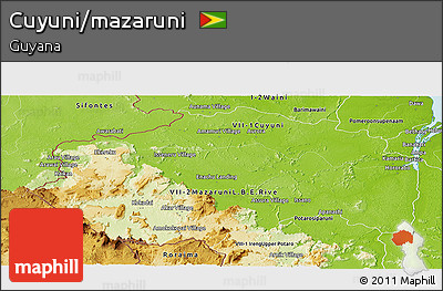 Physical Panoramic Map of Cuyuni/mazaruni
