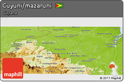 Physical Panoramic Map of Cuyuni/mazaruni