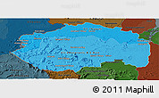 Political Shades Panoramic Map of Cuyuni/mazaruni, darken