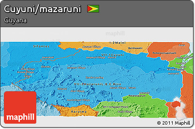 Political Shades Panoramic Map of Cuyuni/mazaruni