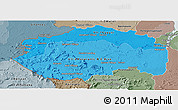 Political Shades Panoramic Map of Cuyuni/mazaruni, semi-desaturated