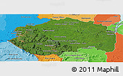 Satellite Panoramic Map of Cuyuni/mazaruni, political shades outside