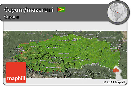 Satellite Panoramic Map of Cuyuni/mazaruni, semi-desaturated