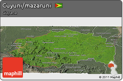 Satellite Panoramic Map of Cuyuni/mazaruni, semi-desaturated