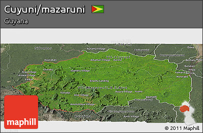 Satellite Panoramic Map of Cuyuni/mazaruni, semi-desaturated