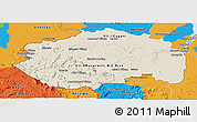 Shaded Relief Panoramic Map of Cuyuni/mazaruni, political outside