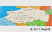 Shaded Relief Panoramic Map of Cuyuni/mazaruni, political shades outside