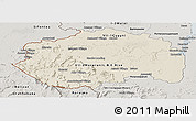Shaded Relief Panoramic Map of Cuyuni/mazaruni, semi-desaturated