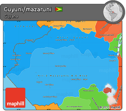 Political Shades Simple Map of Cuyuni/mazaruni