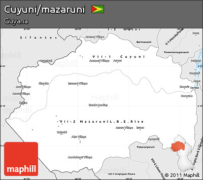 Silver Style Simple Map of Cuyuni/mazaruni