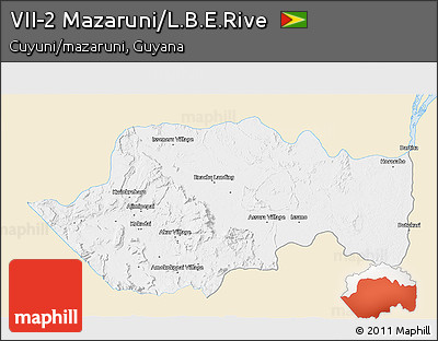 Classic Style 3D Map of VII-2 Mazaruni/L.B.E.Rive, single color outside