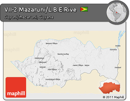 Classic Style 3D Map of VII-2 Mazaruni/L.B.E.Rive, single color outside