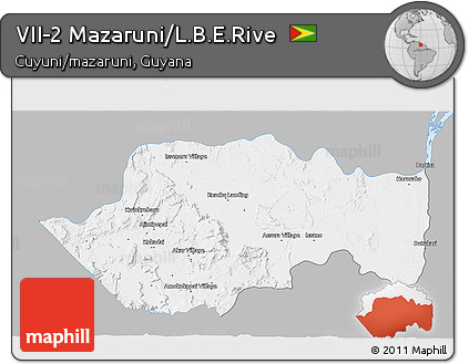 Gray 3D Map of VII-2 Mazaruni/L.B.E.Rive, single color outside