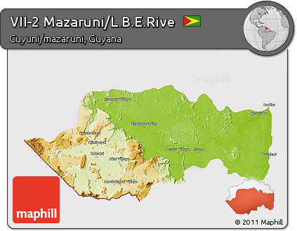 Physical 3D Map of VII-2 Mazaruni/L.B.E.Rive, cropped outside
