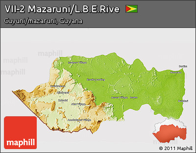 Physical 3D Map of VII-2 Mazaruni/L.B.E.Rive, cropped outside