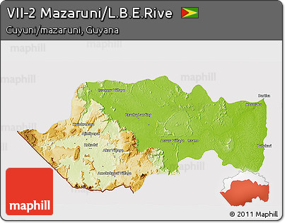 Physical 3D Map of VII-2 Mazaruni/L.B.E.Rive, cropped outside