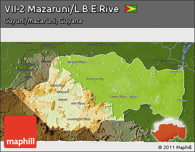 Physical 3D Map of VII-2 Mazaruni/L.B.E.Rive, darken