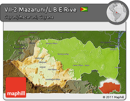 Physical 3D Map of VII-2 Mazaruni/L.B.E.Rive, darken