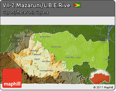Physical 3D Map of VII-2 Mazaruni/L.B.E.Rive, darken