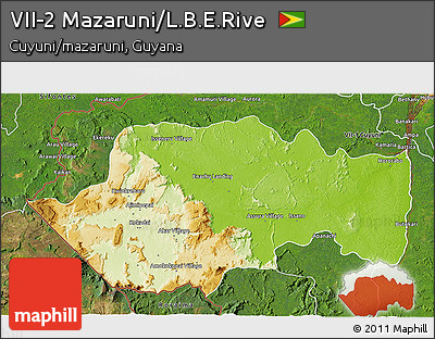 Physical 3D Map of VII-2 Mazaruni/L.B.E.Rive, satellite outside