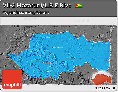 Political 3D Map of VII-2 Mazaruni/L.B.E.Rive, darken, desaturated