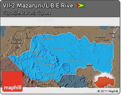 Political 3D Map of VII-2 Mazaruni/L.B.E.Rive, darken, semi-desaturated