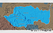 Political 3D Map of VII-2 Mazaruni/L.B.E.Rive, darken, semi-desaturated