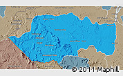 Political 3D Map of VII-2 Mazaruni/L.B.E.Rive, semi-desaturated