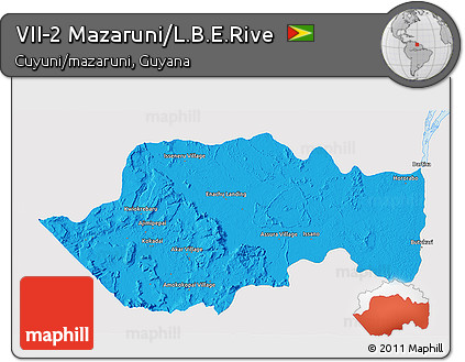 Political 3D Map of VII-2 Mazaruni/L.B.E.Rive, single color outside