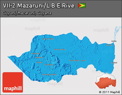 Political 3D Map of VII-2 Mazaruni/L.B.E.Rive, single color outside