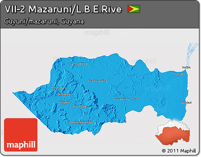 Political 3D Map of VII-2 Mazaruni/L.B.E.Rive, single color outside