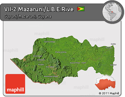 Satellite 3D Map of VII-2 Mazaruni/L.B.E.Rive, cropped outside