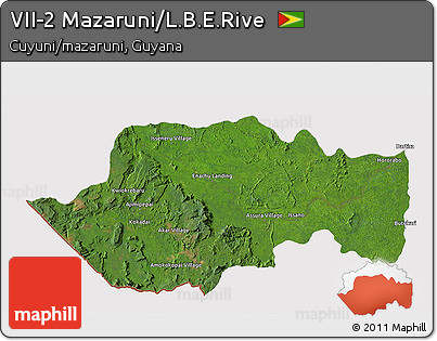 Satellite 3D Map of VII-2 Mazaruni/L.B.E.Rive, cropped outside