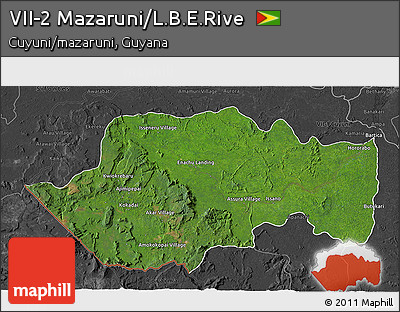 Satellite 3D Map of VII-2 Mazaruni/L.B.E.Rive, darken, desaturated