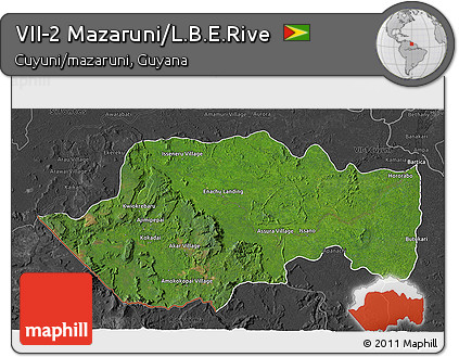 Satellite 3D Map of VII-2 Mazaruni/L.B.E.Rive, darken, desaturated