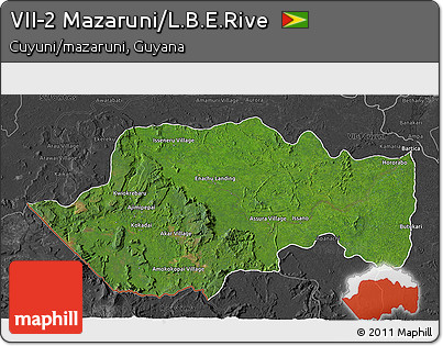Satellite 3D Map of VII-2 Mazaruni/L.B.E.Rive, darken, desaturated