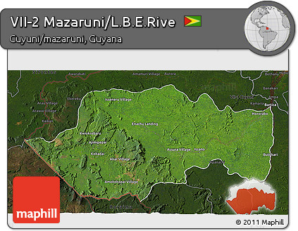 Satellite 3D Map of VII-2 Mazaruni/L.B.E.Rive, darken