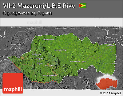 Satellite 3D Map of VII-2 Mazaruni/L.B.E.Rive, desaturated