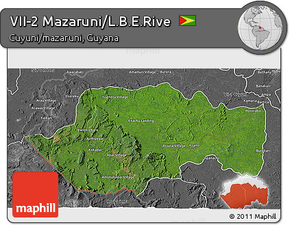Satellite 3D Map of VII-2 Mazaruni/L.B.E.Rive, desaturated