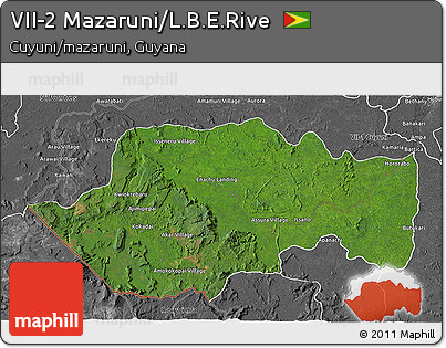 Satellite 3D Map of VII-2 Mazaruni/L.B.E.Rive, desaturated