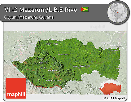 Satellite 3D Map of VII-2 Mazaruni/L.B.E.Rive, lighten