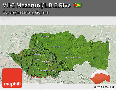 Satellite 3D Map of VII-2 Mazaruni/L.B.E.Rive, lighten