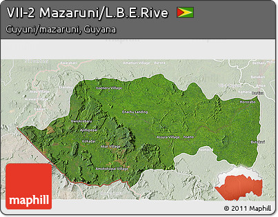 Satellite 3D Map of VII-2 Mazaruni/L.B.E.Rive, lighten