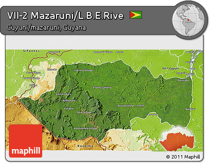 Satellite 3D Map of VII-2 Mazaruni/L.B.E.Rive, physical outside