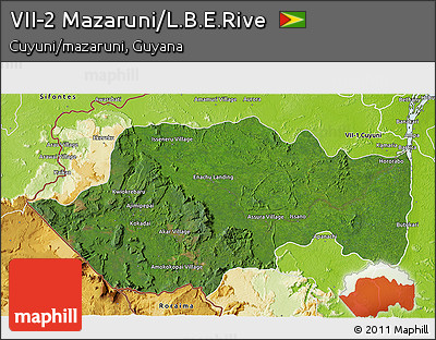 Satellite 3D Map of VII-2 Mazaruni/L.B.E.Rive, physical outside