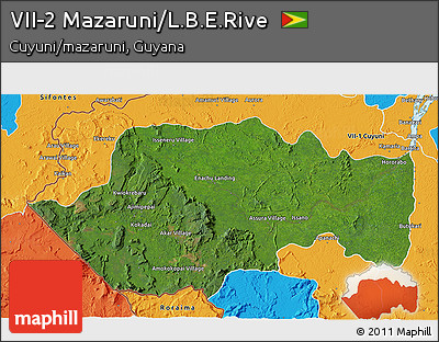 Satellite 3D Map of VII-2 Mazaruni/L.B.E.Rive, political outside